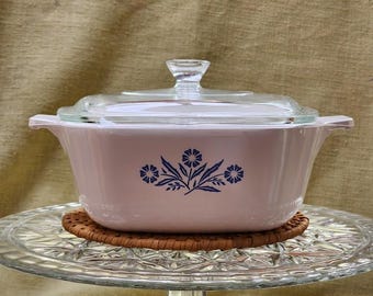 VERY RARE 1961-1966 Blue Cornflower Corning Ware P-1 1/2-B, 1.5 Quart Casserole Dish with Original Lid P-7-C, Great Condition