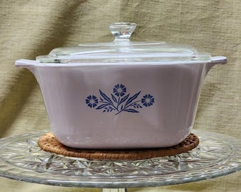 RARE 1966-1969 Blue Cornflower Corning Ware P-1 3/4-B, 1.75 Quart Casserole Dish with Lid C-7, Great Condition