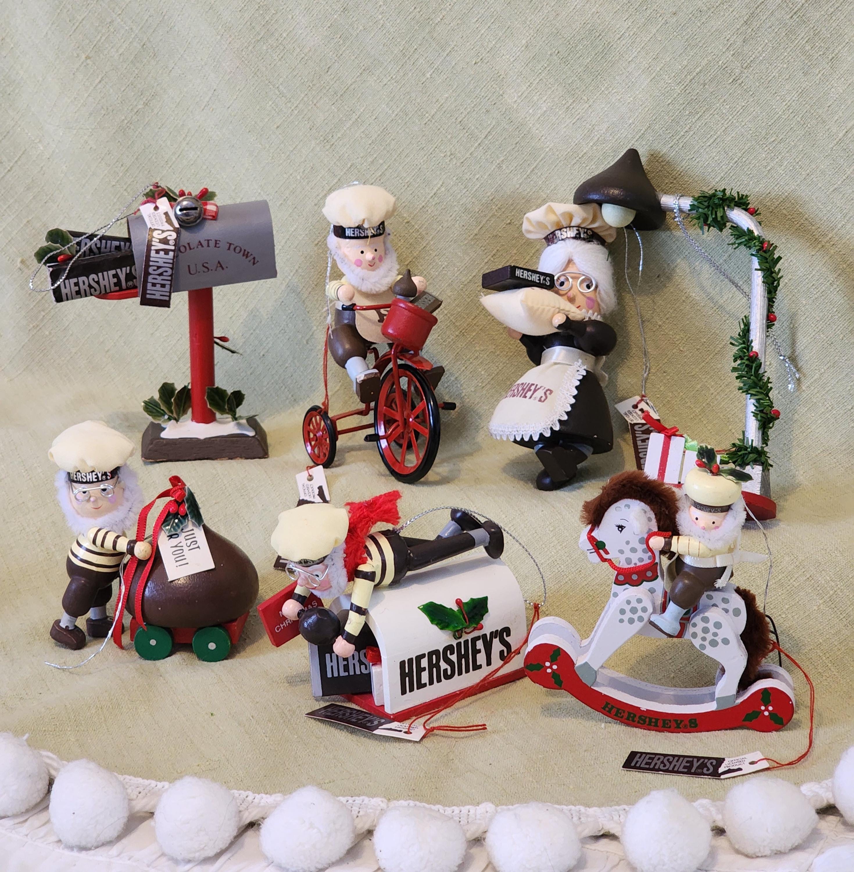Vintage Kurt Adler Hershey's Ornament Set: Wood & Metal Figurines