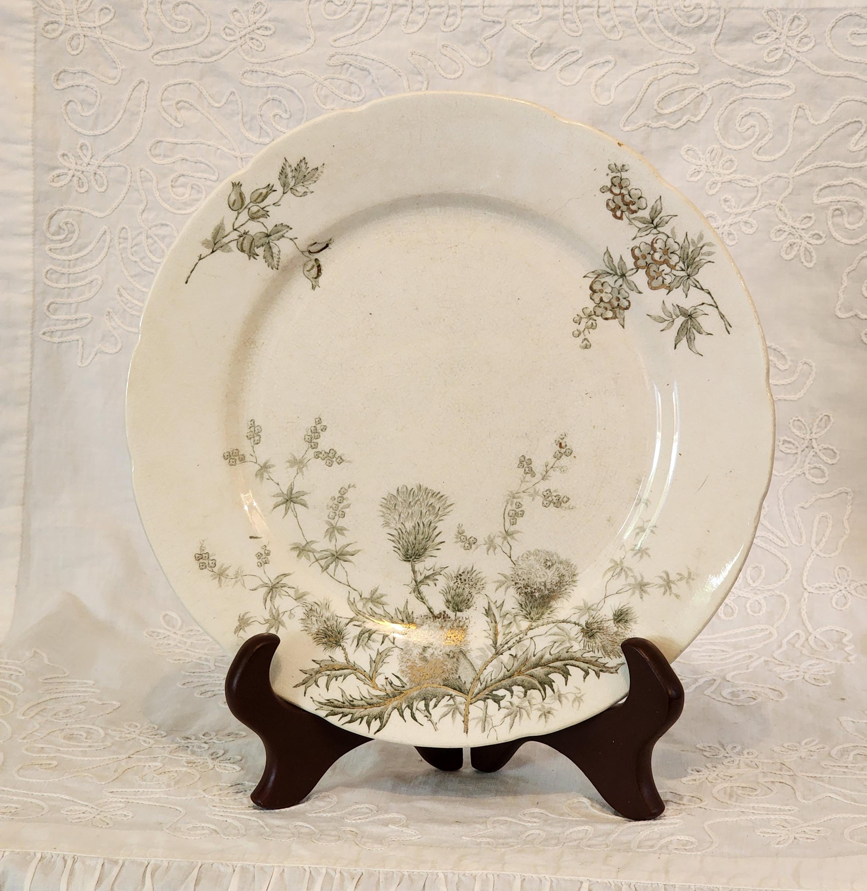 Antique 1800s John Edwards England Porcelain De Terre Thistle