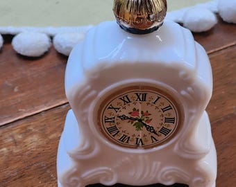 Vintage Avon Milk Glass Mantle Clock Perfume Bottle - Etsy