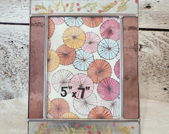 Ramka na zdjęcia z witrażem w stylu vintage, 5 x 7 cali: pionowa lub pozioma, do postawienia na stole