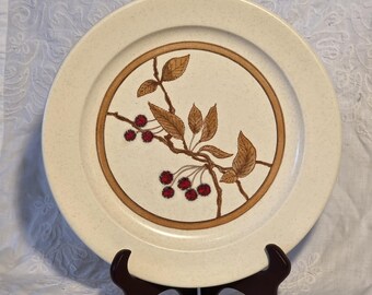 Vintage Anchor Hocking Ironstone 10 Inch Plate: Wild Cherry