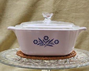 RARE 1966-1969 Blue Cornflower Corning Ware P-1 1/2-B, 1.5 Quart Casserole Dish with Lid E-14, Great Condition