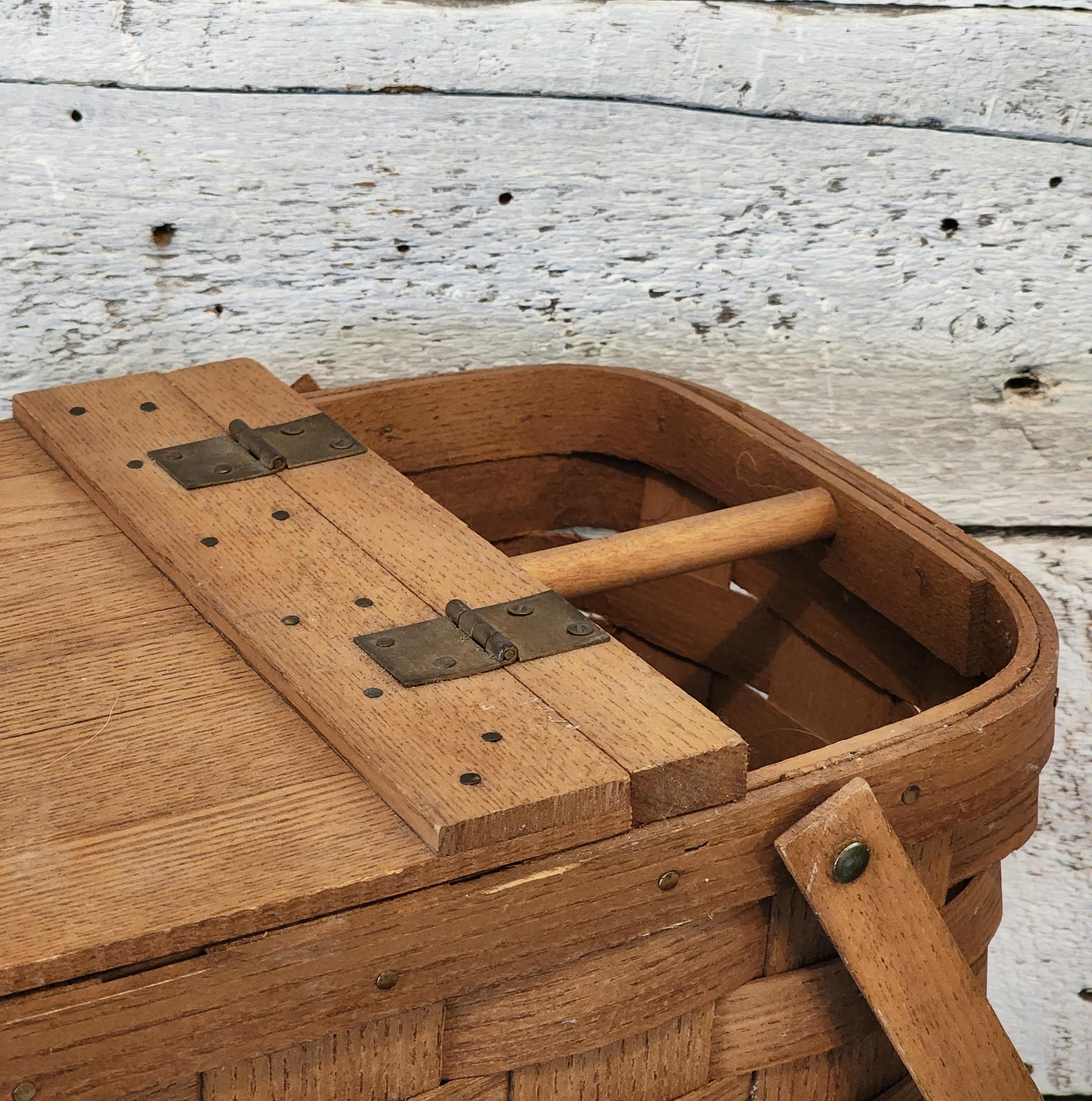 Vintage Basketville Handmade Wood Picnic Basket, Made in Vermont