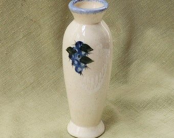 Vintage Debbie's blueberry ware handmade ceramic vase Maine pottery centerpiece table decor gift