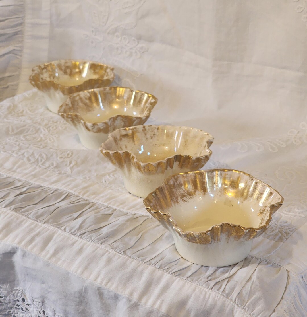 Ruffle Ramekins Antique Gold Ruffled Porcelain Ramekins by George Jones & Sons of ...
