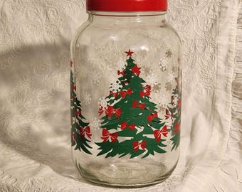 Vintage Anchor Hocking Weihnachtsbaum und Schneeflocke Glas - Feiertags-Küchen-Dekor