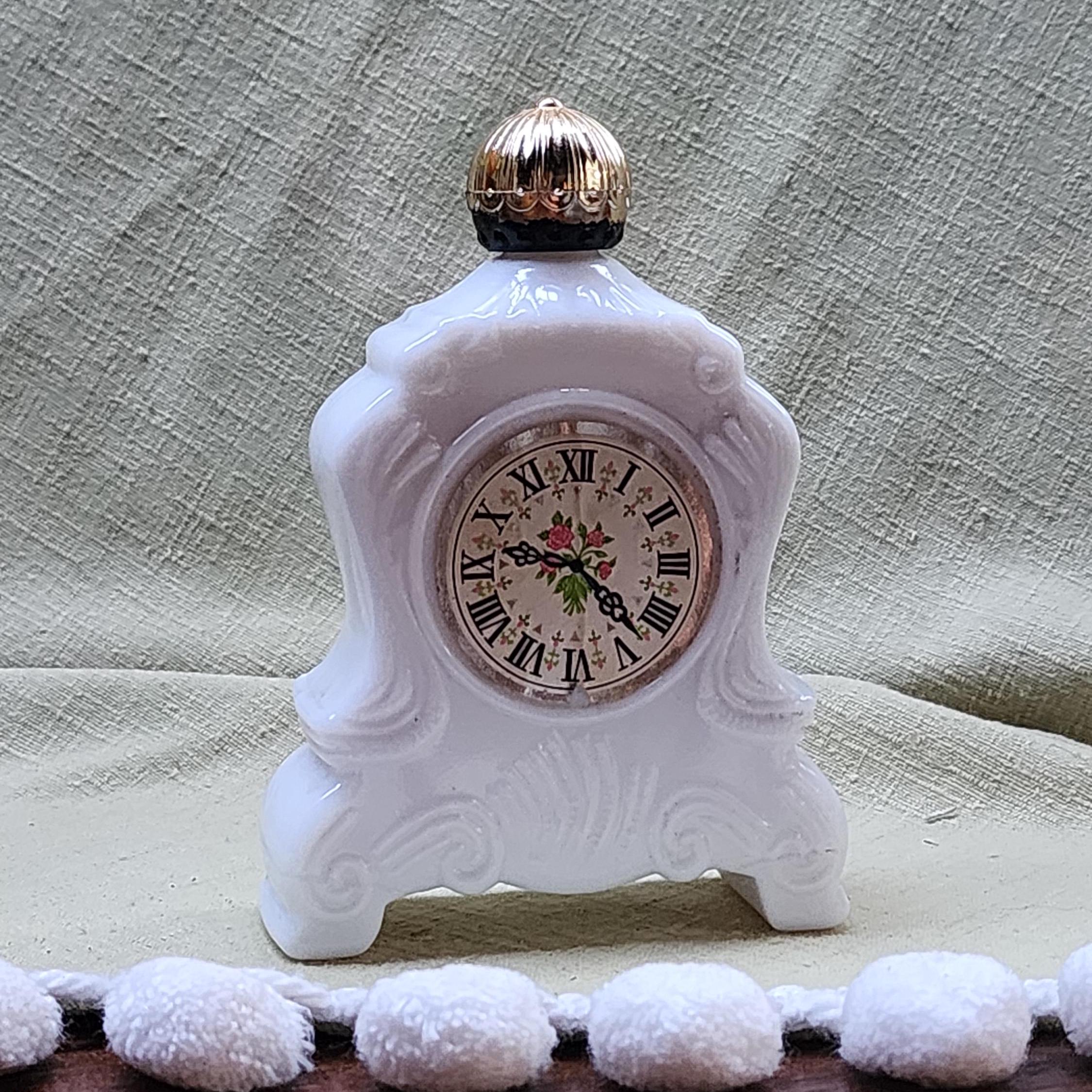 Vintage Avon Milk Glass Mantle Clock Perfume Bottle - Etsy