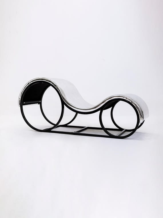 Silver Tantra Sofa, Minimalist Steel Lounge Chair for Modern Bedroom
