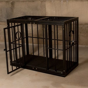 CAGE WITH CUFFS to train your pet for bondage and fetish games. Bondage cage for adult play. Dungeon furniture, mature furniture.