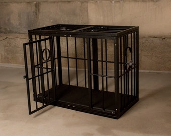 CAGE WITH CUFFS to train your pet for bondage and fetish games. Bondage cage for kitten play. Dungeon humiliation furniture, sex furniture.