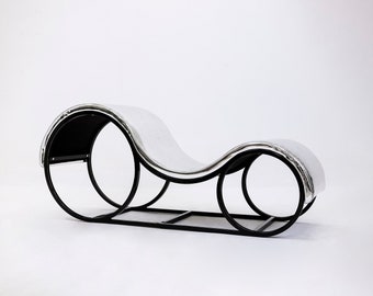 Silver TANTRA SOFA. Chair for adult games. Mature bed for adult play. Kinky fetish furniture