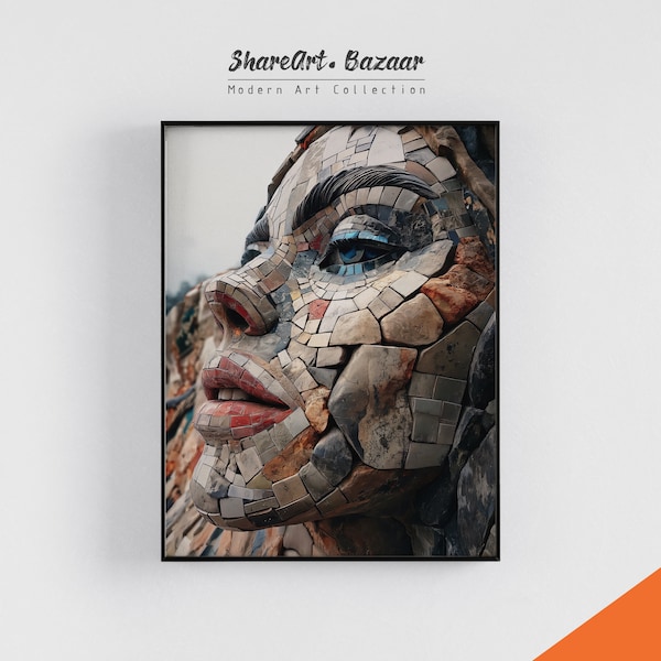 Digital Woman Face | Mosaic | | Wall Art | PRINTABLE | DIGITAL | Downloadable Picture