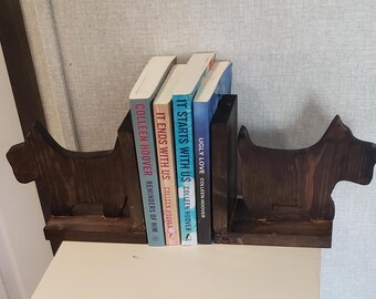 Bookends de madera con forma de perro, bookends de nogal