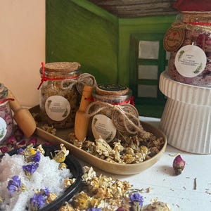 Handcrafted Herbal Bath Soak Lavender & Chamomile, Rosemary Rose, Relaxing Spa Jars, Luxury Bath Soap, Herbal Bath Salt, Aromatherapy Bath.