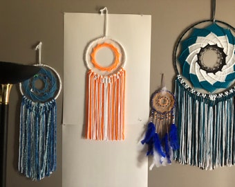 Naranja y blanco, Colgante de pared, Arte de pared, Atrapasueños