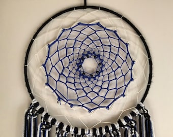 Negro, Azul Real, Blanco, Colgante de pared, Atrapasueños