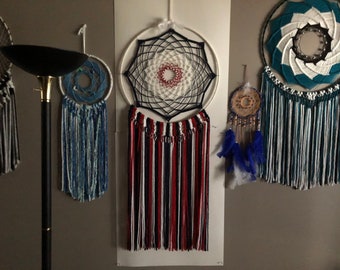 Rojo, blanco y azul, colgante de pared, arte de pared, atrapasueños