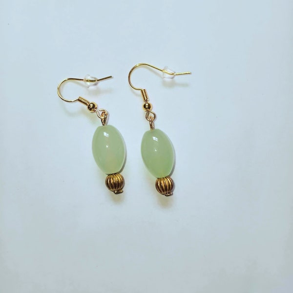 Sage Glass-Like Gold colored Earrings