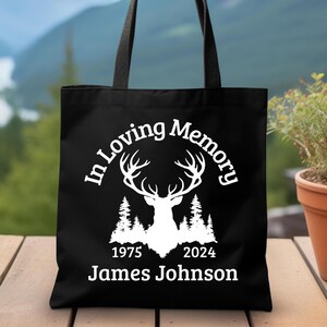 Personalized Memory Deer Tote Bag, Remembrance Bag, Custom Keepsake Tote Bag, Memorial Tote Bag, Special Memory Tote