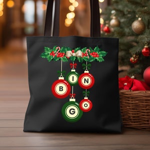 Bingo Holiday Bag, Bingo Bag, Bingo Gift Bag, Christmas Tote, Holiday Bag, Christmas Gift, Christmas Bingo Bag, Cute Christmas Bag