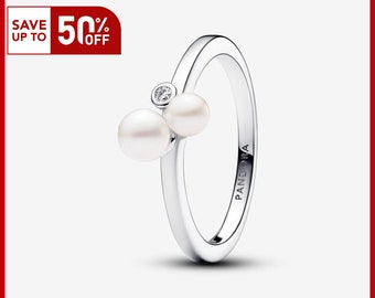 Duo Treated Freshwater Cultured Pearls Ring, S925 Sterling Silver Ring, Rings for women, Gift for her, Girl Dangle Charm, Statement Rings