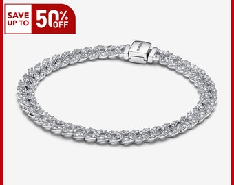 Timeless Pavé Cuban Chain Bracelet, Charm for Bracelet, S925 Sterling Silver Charm, Gift for her, Girl Dangle Charm