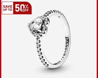 Anillo de corazón elevado, Anillo de plata de ley S925, Anillos para mujer, Regalo para ella, Encanto colgante para niña, Anillos llamativos