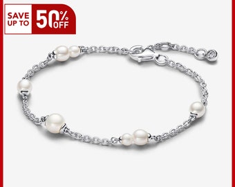 Treated Freshwater Cultured Pearl Station Chain Bracelet, Charm for Bracelet, S925 Sterling Silver Charm, Gift for her, Girl Dangle Charm