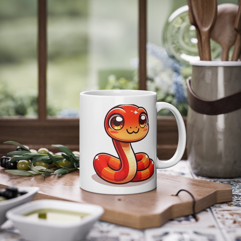 Cute Red Corn Snake Mug Friendly Lovable Serpent Kitchenware Reptile