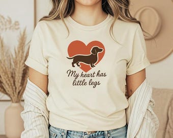 Cute Dachshund T-shirt - Funny Dog Lover Tee, Unisex Dog Lover Shirt, Sausage Dog Shirt, Pet Owner Gift, Animal Heart Design, Wiener T-shirt