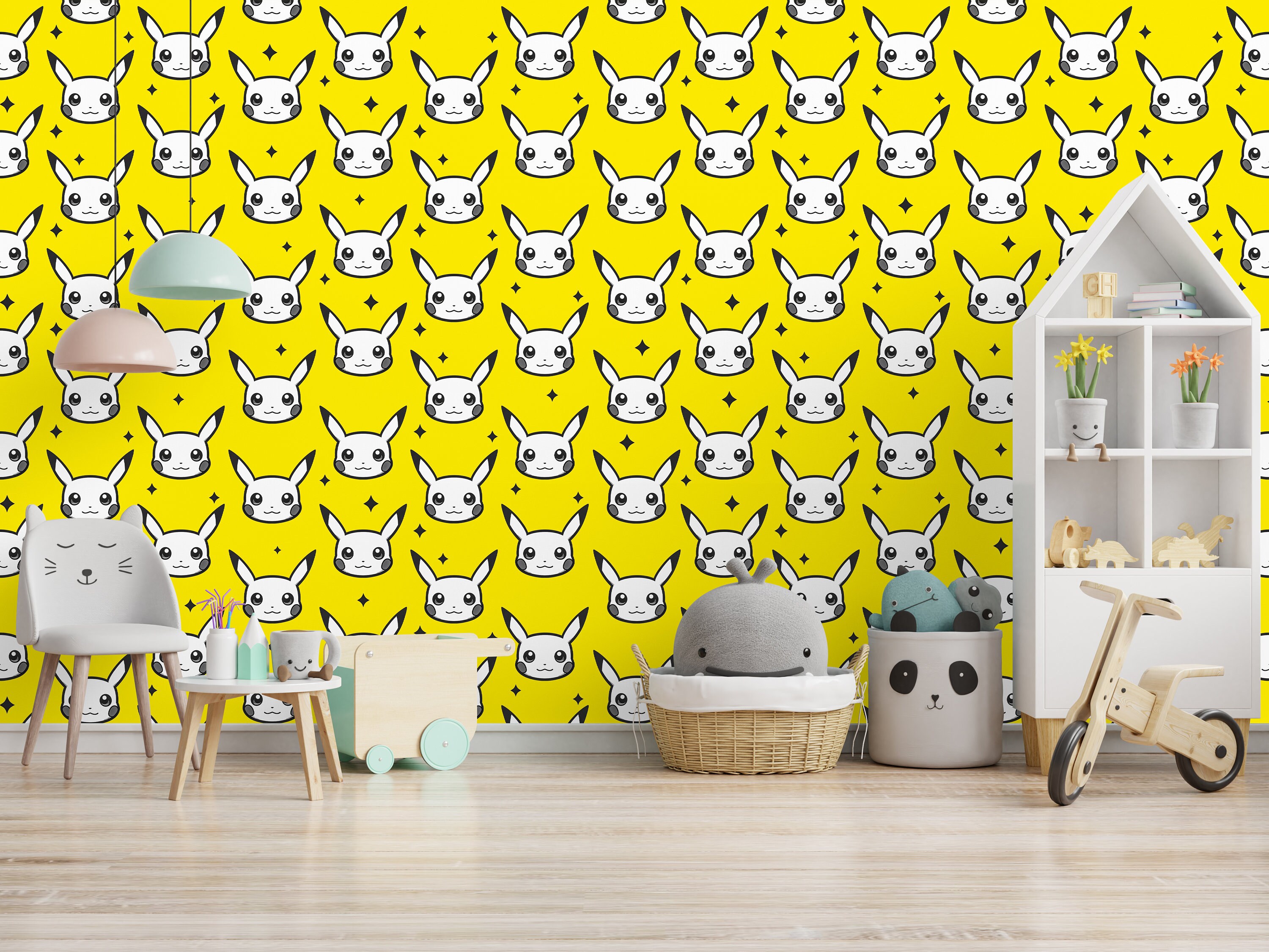 Pikachu Pattern,pikachu Wall Decor,pikachu Wall Art,pikachu Wallpaper