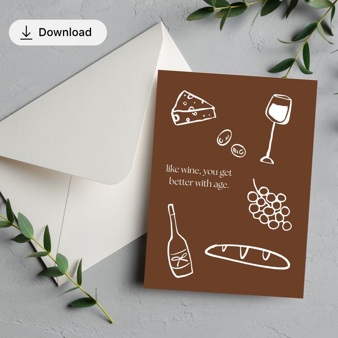 Wine Birthday | Digital Card - Etsy