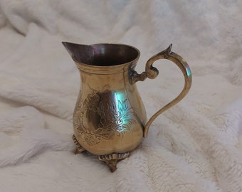 Vintage Pure Brass Jug Pitcher, Brass Engraved Design Jug Pitcher