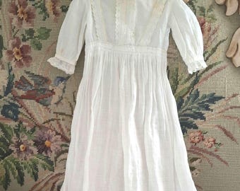 Doll's Antique Hand Embroidered Christening Gown, Hand Sewn Dress Robe for Antique Baby Doll, Antique Doll Clothes, Heirloom