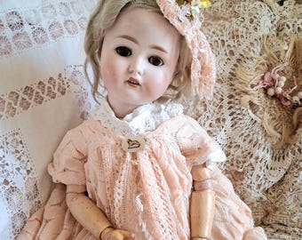 23'' Antique German Bisque Head Doll, Marked Special 4 Germany Doll, Jointed Body Doll, Victorian Doll, Collectable Dolls