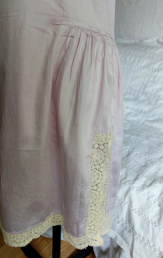 Vintage 1920s 1930s Lilac Cotton Slip Dress, Flap… - image 4