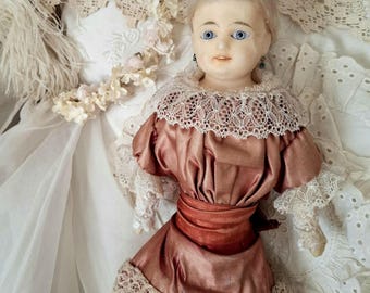 Poupée Ancienne Papier Mâche Cire | UK Poupée Ancienne Papier Mâche Cire | UK
