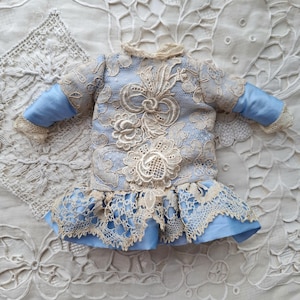 Hermoso vestido de seda para muñeca antigua de porcelana, vestido de muñeca estilo eduardiano, vestido para muñeca Jumeau Bru de 10" a 11".