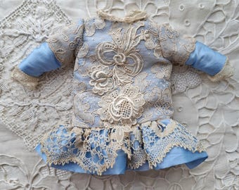 Beautiful Silk Dress for Antique Bisque Doll, Edwardian Style Doll's Dress, Dress for 10" to 11" Jumeau Bru Doll