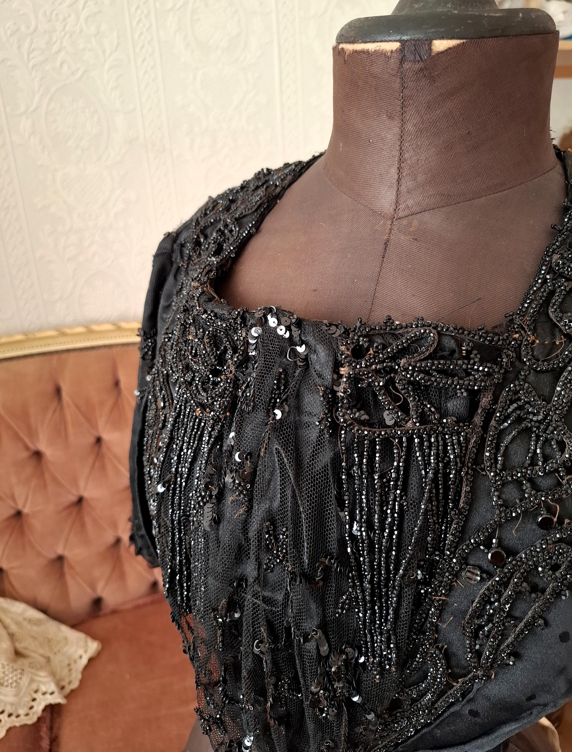 XXS 1800s Bodice Beaded Victorian Skirt Long Sleeve As Is