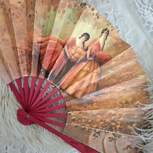 Antique Vintage Advertising Folding Fan, Art Deco Paper Fan, Boudoir Style, Shabby Chic Decor