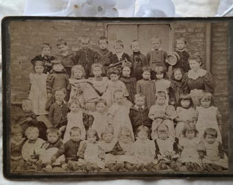 Antique Edwardian Victorian Cabinet Card, Victorian Nursery School Photograph, School Class CDV Card, Newcastle upon Tyne