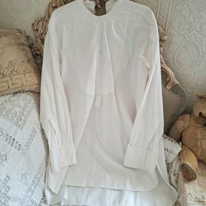 Antique Men&#39;s White Cotton Dress Shirt, Antique Clothes, 1900s Men&#39;s Fashion, Historical Men&#39;s Top, Formal Antique Shirt