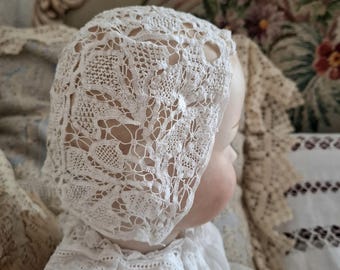 1850年代～1860年代のアンティークレース刺繍ベビーボンネット - Etsy 日本