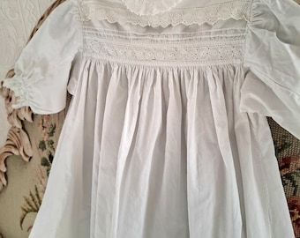 Antique Baby's Christening Gown, Edwardian Embroidered Baptism Gown with Pin Tucks, Heirloom Baby Dress