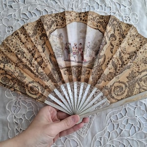Antique Vintage Advertising Folding Fan, Collectable Le Pre Catelan Hand Fan, Boudoir Style, Shabby Chic Decor, Museum Quality