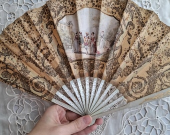 Antique Vintage Advertising Folding Fan, Collectable Le Pre Catelan Hand Fan, Boudoir Style, Shabby Chic Decor, Museum Quality