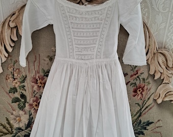 Antique Victorian Baby Christening Dress Robe, Whitework Embroidery Christening Baptism Gown, Heirloom Baby Clothes, Edwardian Baby Dress